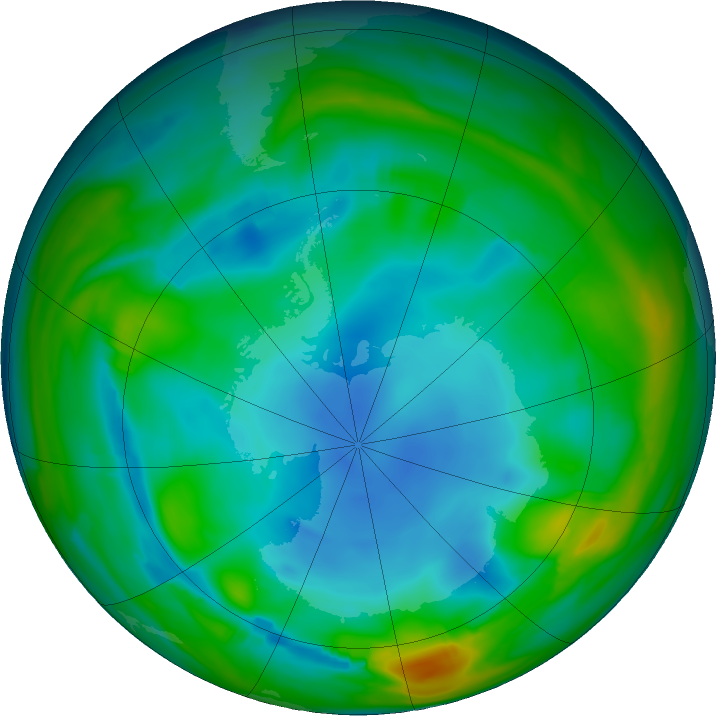 Antarctic ozone map for 30 June 2017